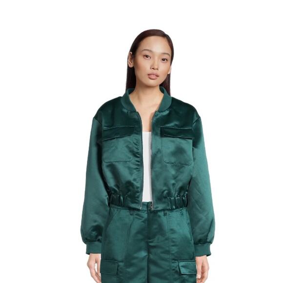 Madden NYC Satin Bomber Jacket, Size Medium - Picture 8 of 9